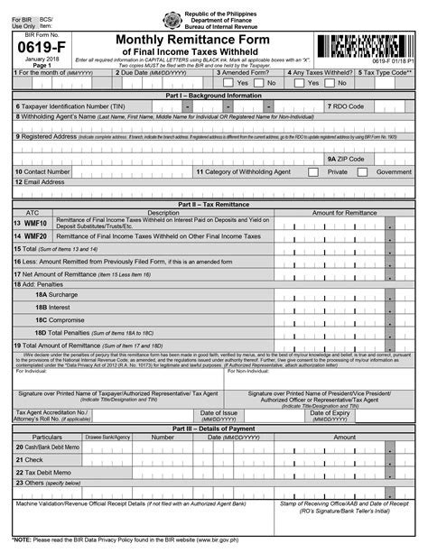 Procedures in accomplishing BIR Form No. 0619E .